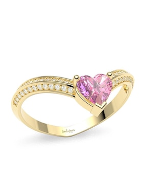 Anillo de corazón Amelie Joyas 14 k de oro zirconia brillante