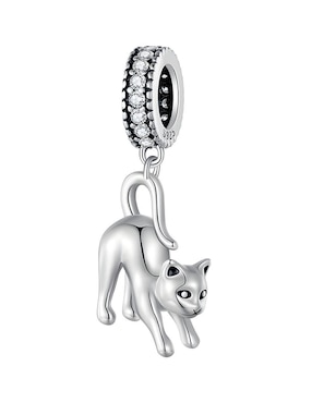 Charm De Gato Miow Kiki De Plata P. 925 Zirconia