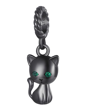 Charm De Gato Miow Kiki De Plata P. 925 Cristal