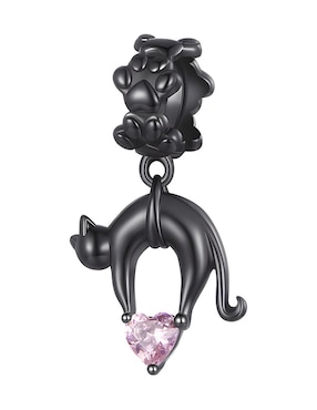 Charm De Gato Miow Kiki De Plata P. 925 Zirconia