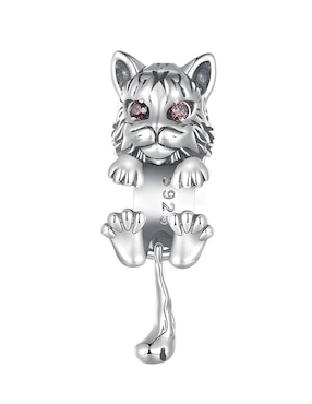 Charm De Gato Miow Kiki De Plata P. 925 Zirconia