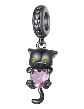 Charm De Gato Miow Kiki De Plata P. 925 Zirconia