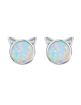 Broqueles De Gato Miow Kiki De Plata P.925 Zirconia