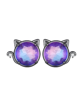 Broqueles De Gato Miow Kiki Collection De Plata P 925 Zirconia