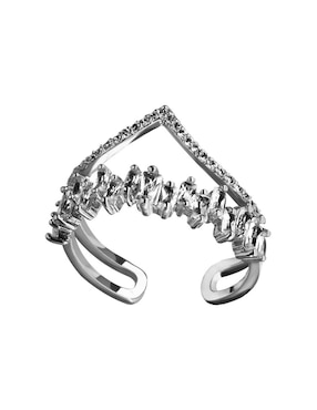 Anillo multi gemas de corona Ocean Heart Shining cristal con acabado baño de oro blanco 18 k