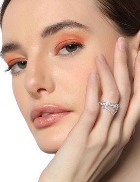 Anillo multi gemas de corona Ocean Heart Shining cristal con acabado baño de oro blanco 18 k
