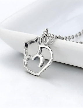 Collar con dije de gato Miow Kiki de plata P 925