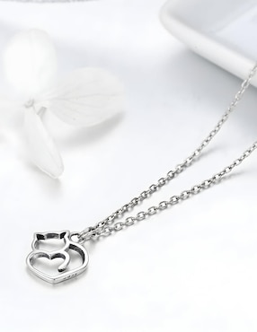 Collar con dije de gato Miow Kiki de plata P 925