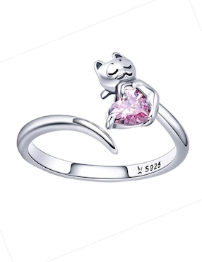 Anillo De Gato Miow Kiki Collection P925 De Plata Zirconia