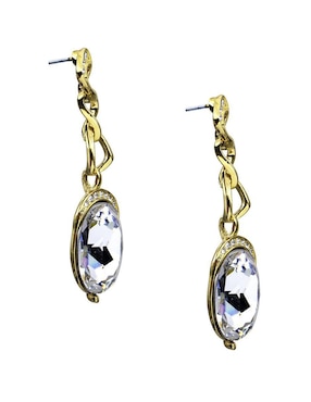 Aretes ovalados Ocean Heart Beauty con acabado baño de oro cristal