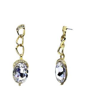 Aretes ovalados Ocean Heart Beauty con acabado baño de oro cristal