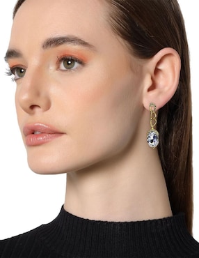 Aretes ovalados Ocean Heart Beauty con acabado baño de oro cristal