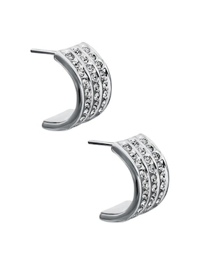 Aretes rectangulares Ocean Heart Pretty con acabado baño de oro blanco cristal