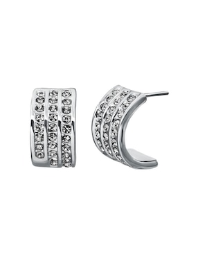 Aretes rectangulares Ocean Heart Pretty con acabado baño de oro blanco cristal