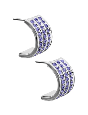 Aretes rectangulares Ocean Heart Pretty con acabado baño de oro blanco cristal