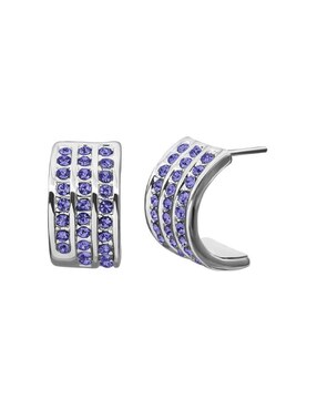 Aretes rectangulares Ocean Heart Pretty con acabado baño de oro blanco cristal