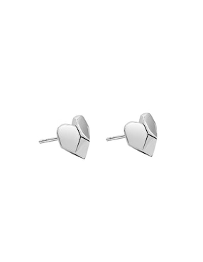 Broqueles de corazón Anamora Por Tanya Moss Origami de plata P 925 con acabado brillante