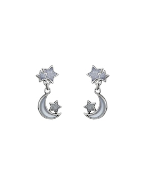 Aretes de luna Anamora Por Tanya Moss Esenciales de plata P 925 con acabado brillante