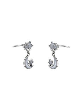 Aretes de luna Anamora Por Tanya Moss Esenciales de plata P 925 con acabado brillante