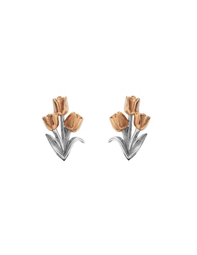 Broqueles de flor Anamora Por Tanya Moss Esenciales de plata P 925 con acabado brillante