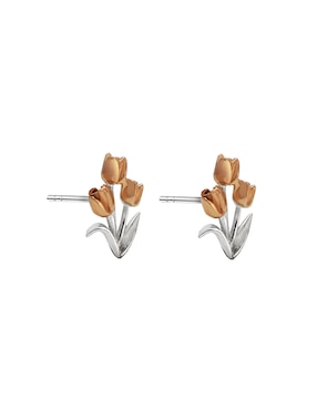 Broqueles de flor Anamora Por Tanya Moss Esenciales de plata P 925 con acabado brillante