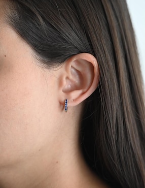 Piercing redondos Carmela Mía de plata P 925 con acabado baño de oro zirconia