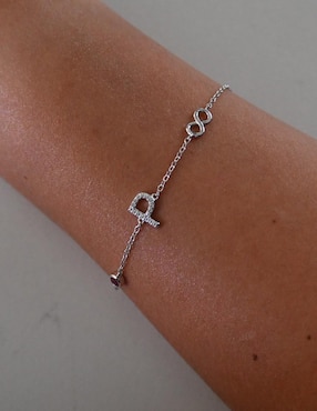 Pulsera Carmela Mía de plata P 925 Letras con acabado baño de oro blanco