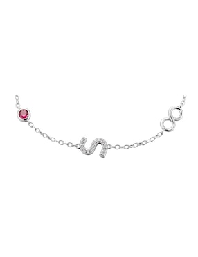 Pulsera Carmela Mía de plata P 925 Letras con acabado baño de oro blanco