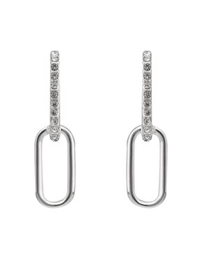 Aretes Largos Rectangulares Nine West Pave Social Brillante Cristal