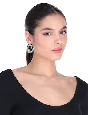 Aretes ovalados Nine West Puffy Ears con acabado brillante
