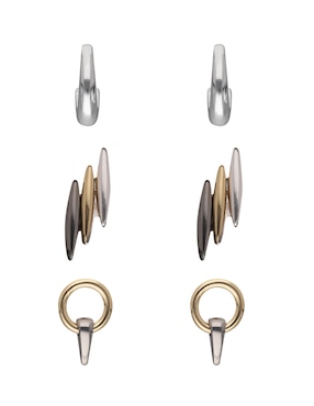 Set De Aretes Nine West Tritone Metal Bars Brillante