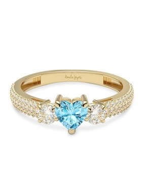 Anillo De Corazón Amelie Joyas 14 K De Oro Zirconia