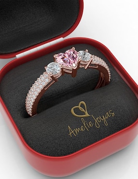 Anillo de corazón Amelie Joyas 14 k de oro zirconia brillante