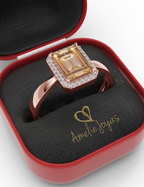Anillo rectangular Amelie Joyas 14 k de oro zirconia brillante