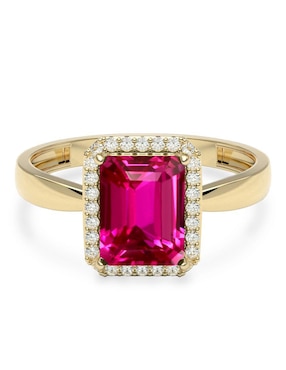 Anillo rectangular Amelie Joyas 14 k de oro zirconia brillante