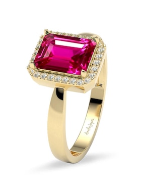 Anillo rectangular Amelie Joyas 14 k de oro zirconia brillante