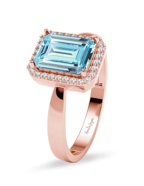 Anillo rectangular Amelie Joyas 14 k de oro zirconia brillante