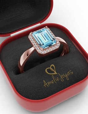 Anillo rectangular Amelie Joyas 14 k de oro zirconia brillante