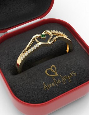 Anillo de corazón Amelie Joyas 14 k de oro zirconia brillante
