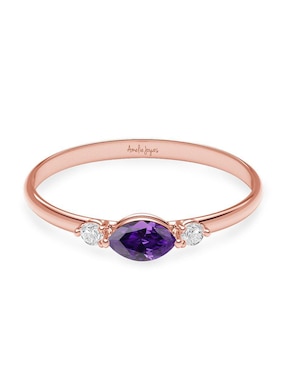 Anillo de rombo Amelie Joyas 10 k de oro zirconia brillante