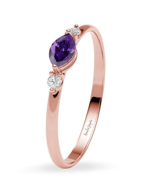 Anillo de rombo Amelie Joyas 10 k de oro zirconia brillante
