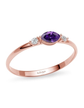 Anillo de rombo Amelie Joyas 10 k de oro zirconia brillante