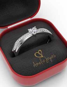 Anillo de corazón Amelie Joyas 14 k de oro zirconia brillante