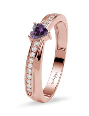 Anillo de corazón Amelie Joyas 14 k de oro zirconia brillante