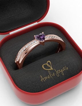 Anillo de corazón Amelie Joyas 14 k de oro zirconia brillante