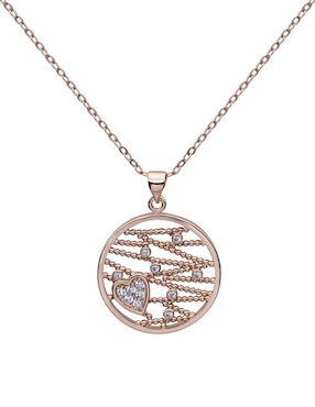 Collar Con Dije Circular Ocean Heart Pretty Baño De Oro Rosa 18 K