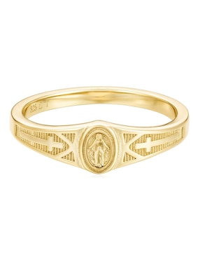 Anillo Redondo Carmela Mía Religión P.925 De Plata Con Acabado Baño De Oro