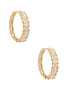 Aretes redondos Oro Angelus con acabado brillante zirconia