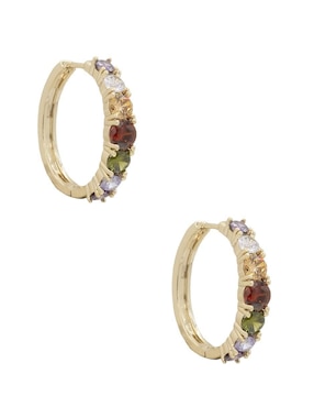 Aretes redondos Oro Angelus con acabado brillante zirconia