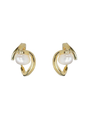 Aretes de esfera Sofia Blum de plata P 925 con acabado baño de oro perla